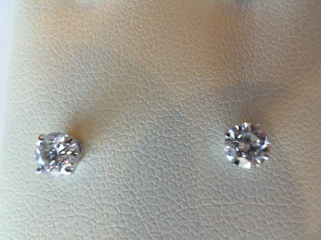 14 KARAT WHITE GOLD STUD DIAMOND EARRINGS WITH 2=0.48TW ROUND G-H COLOR I1-I2 CLARITY DIAMONDS