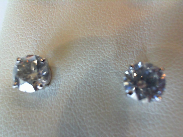 14K WHITE GOLD DIAMOND STUD EARRINGS WITH 2=1.42TW ROUND G-H I1-I2 DIAMONDS