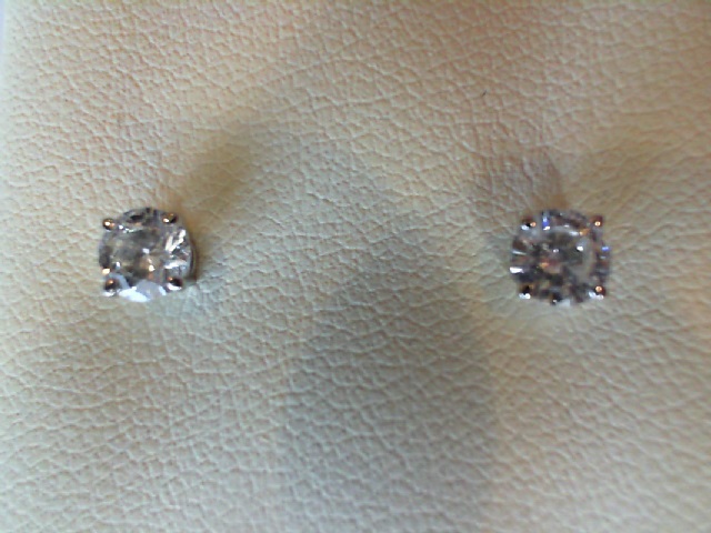 14 KARAT WHITE GOLD B STUD DIAMOND EARRINGS WITH 2=0.51TW ROUND G-H COLOR I1 CLARITY DIAMONDS