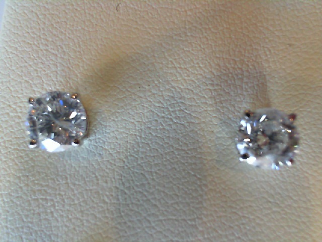 14K WHITE GOLD STUD DIAMOND EARRINGS WITH 2=1.40TW ROUND G-H I1 DIAMONDS