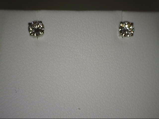 14 KARAT WHITE GOLD STUD DIAMOND EARRINGS WITH 2=0.34TW ROUND G-H COLOR SI1-SI2 CLARITY DIAMONDS