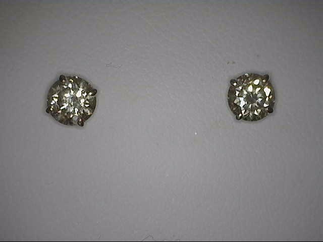 14 KARAT WHITE GOLD DIAMOND EARRINGS WITH 2=0.79TW ROUND G-H COLOR I1-I2 CLARITY DIAMONDS