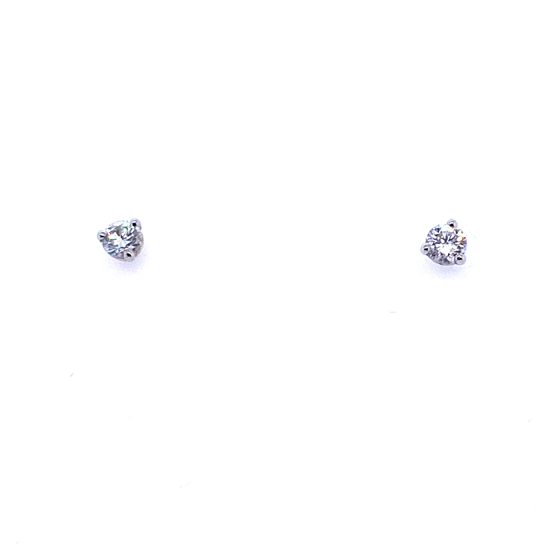 14 KARAT WHITE GOLD STUD DIAMOND EARRINGS WITH 2=0.25TW ROUND G-H COLOR I1-I2 CLARITY DIAMONDS