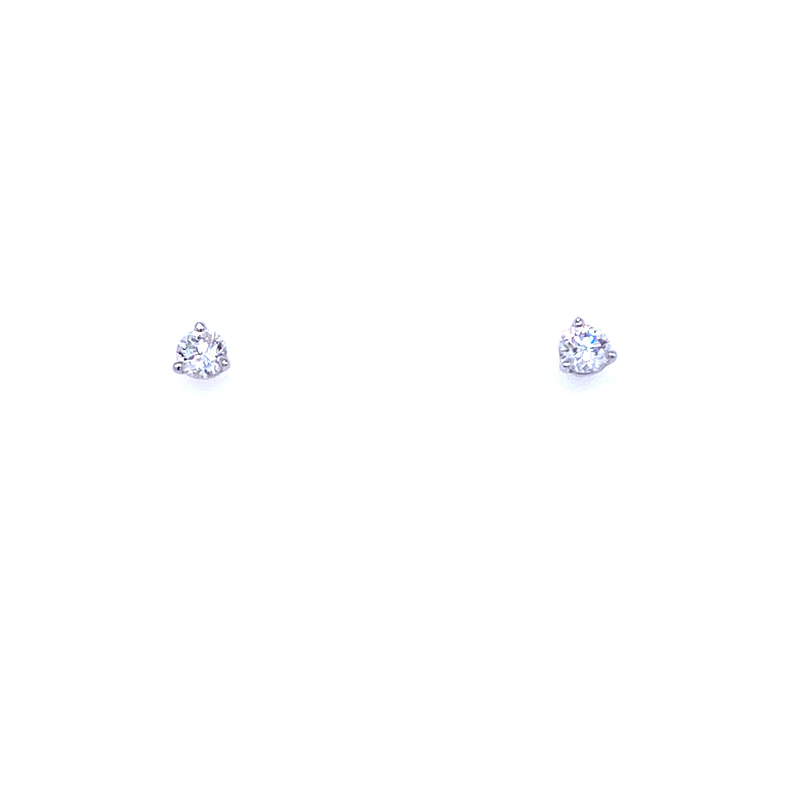 14 KARAT WHITE GOLD C STUD DIAMOND EARRINGS WITH 2=0.35TW ROUND G-H I1-I2 DIAMONDS