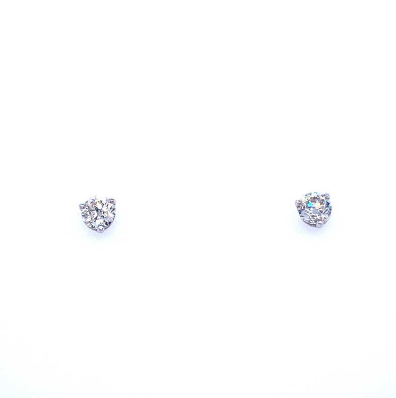 14 KARAT WHITE GOLD STUD DIAMOND EARRINGS WITH 2=0.24TW ROUND G-H COLOR I1 CLARITY DIAMONDS