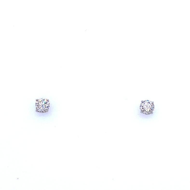 14K WHITE GOLD STUD DIAMOND EARRINGS WITH 2=0.36TW ROUND G-H I1-I2 DIAMONDS