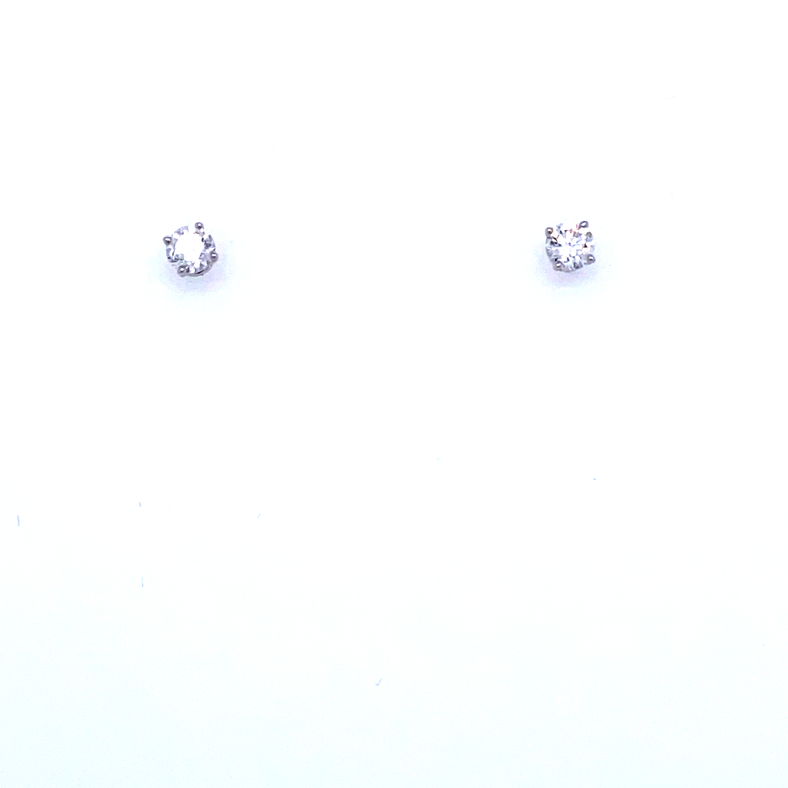 14 KARAT WHITE GOLD STUD DIAMOND EARRINGS WITH 2=0.29TW ROUND G-H I1-I2 DIAMONDS