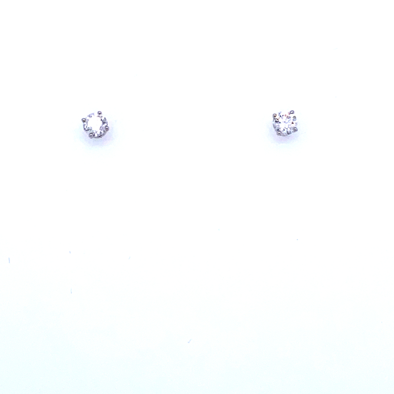 14 KARAT WHITE GOLD STUD DIAMOND EARRINGS WITH 2=0.28TW ROUND G-H I1-I2 DIAMONDS