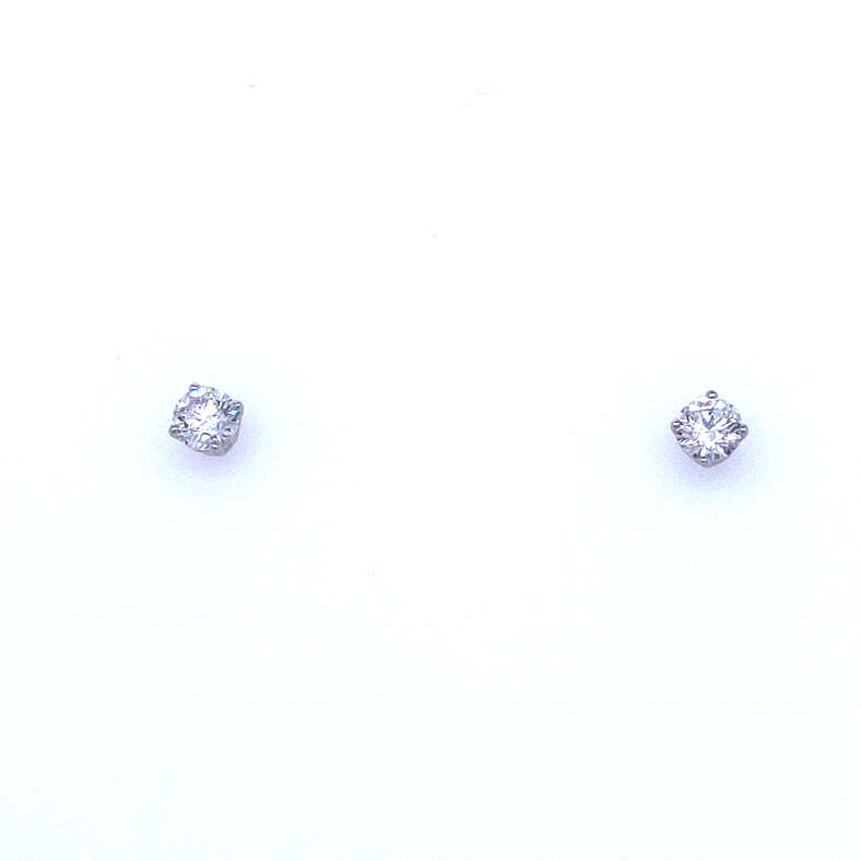 14 KARAT WHITE GOLD STUD DIAMOND EARRINGS WITH 2=0.24TW ROUND G-H I1 DIAMONDS