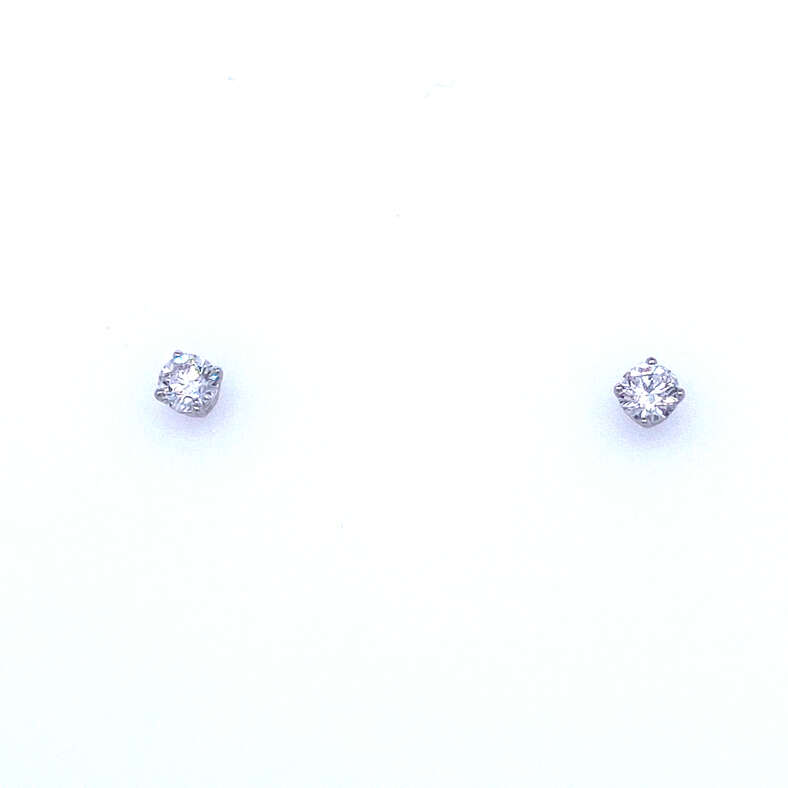 14 KARAT WHITE GOLD STUD DIAMOND EARRINGS WITH 2=0.25TW ROUND G-H I1 DIAMONDS AND SCREW BACK MOUNTINGS