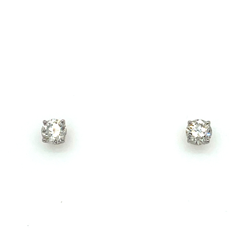 14 KARAT WHITE GOLD DIAMOND EARRINGS WITH 2=0.79TW ROUND G-H COLOR I1-I2 CLARITY DIAMONDS