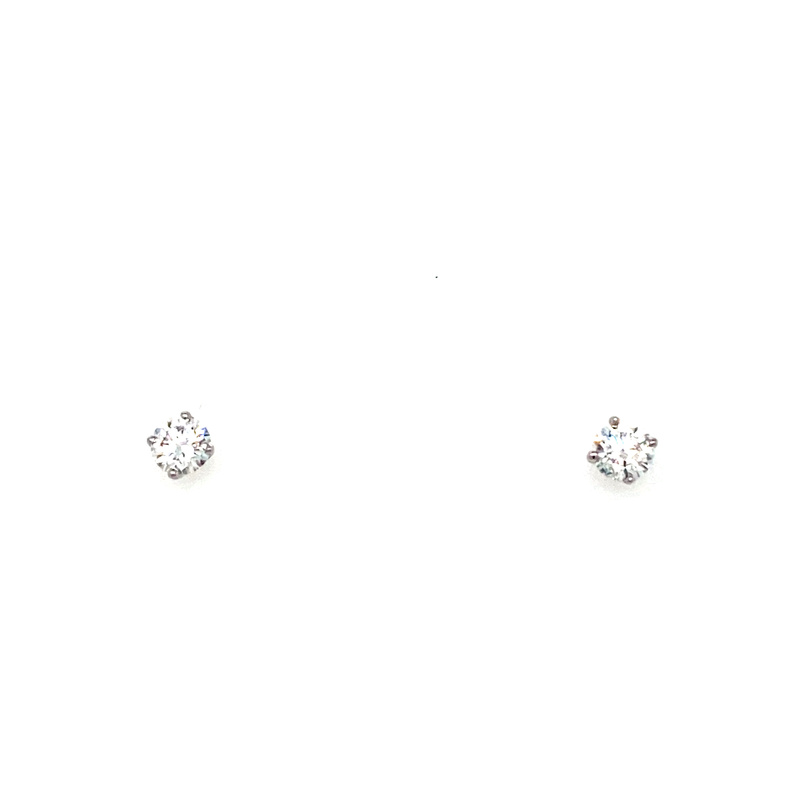 14 KARAT WHITE GOLD STUD DIAMOND EARRINGS WITH 2=0.30TW ROUND G-H COLOR SI1-SI2 CLARITY DIAMONDS