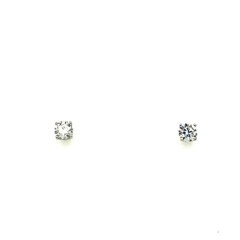 14 KARAT WHITE GOLD B STUD DIAMOND EARRINGS WITH 2=0.46TW ROUND G-H COLOR I1 CLARITY DIAMONDS