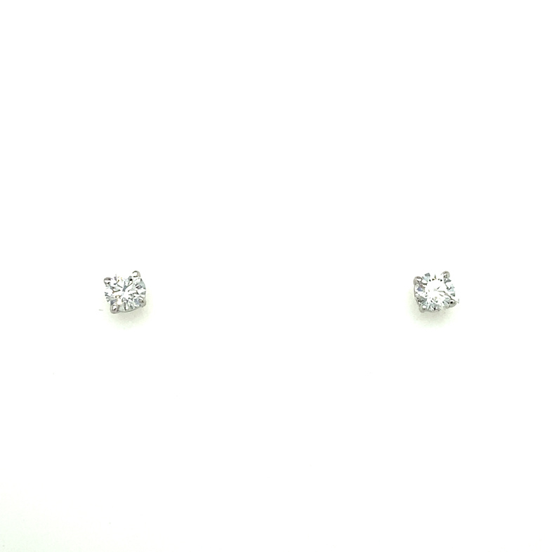 14 KARAT WHITE GOLD A QUALITY STUD DIAMOND EARRINGS WITH 2=0.27TW ROUND G-H COLOR SI1-SI2 CLARITY DIAMONDS