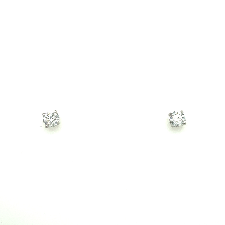 14 KARAT WHITE GOLD A QUALITY STUD DIAMOND EARRINGS WITH 2=0.24TW ROUND G-H COLOR SI1-SI2 CLARITY DIAMONDS