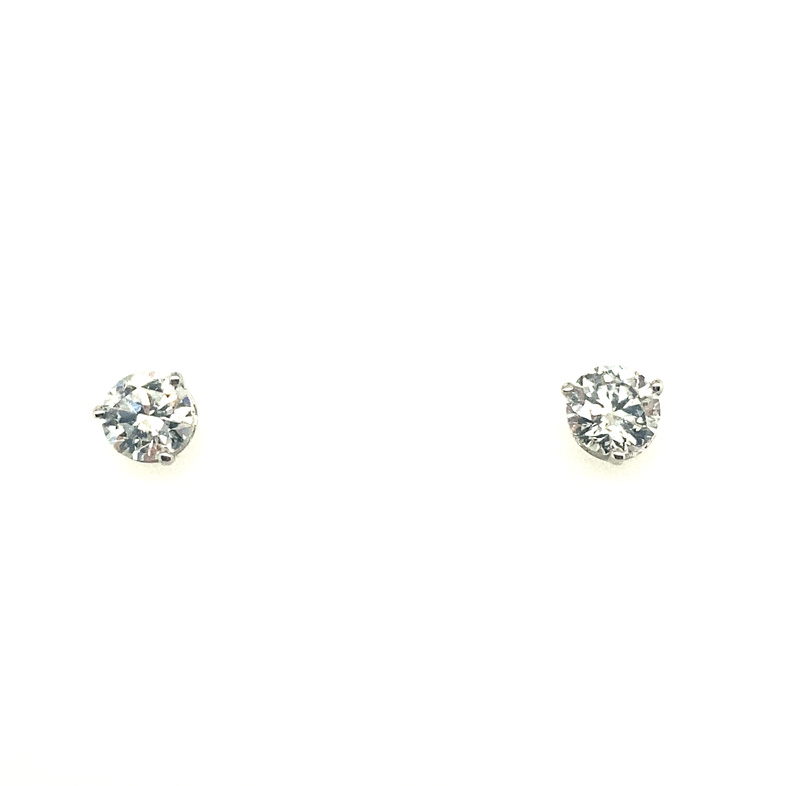 14K WHITE GOLD STUD DIAMOND EARRINGS WITH 2=1.01TW ROUND G-H SI1-SI2 DIAMONDS