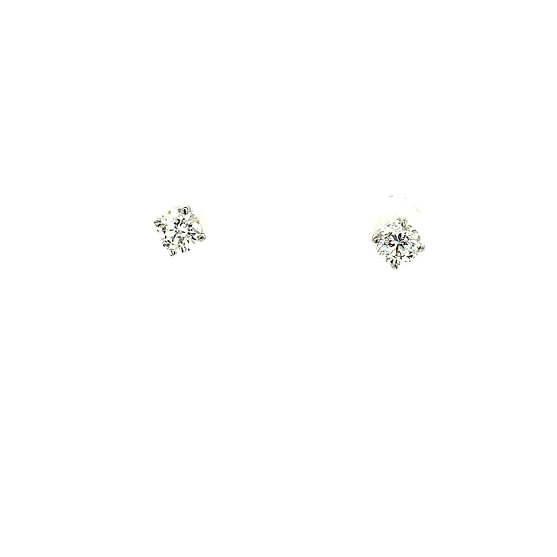 14 KARAT WHITE GOLD STUD DIAMOND EARRINGS WITH 2=0.30TW ROUND G-H COLOR I1 CLARITY DIAMONDS