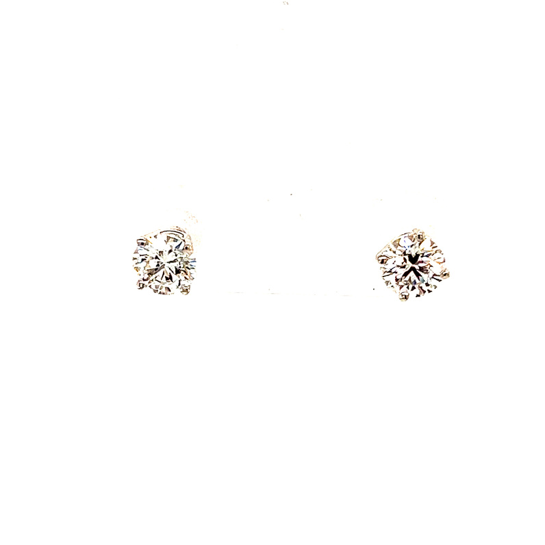 14K WHITE GOLD STUD DIAMOND EARRINGS WITH 2=0.72TW ROUND G-H SI2 DIAMONDS