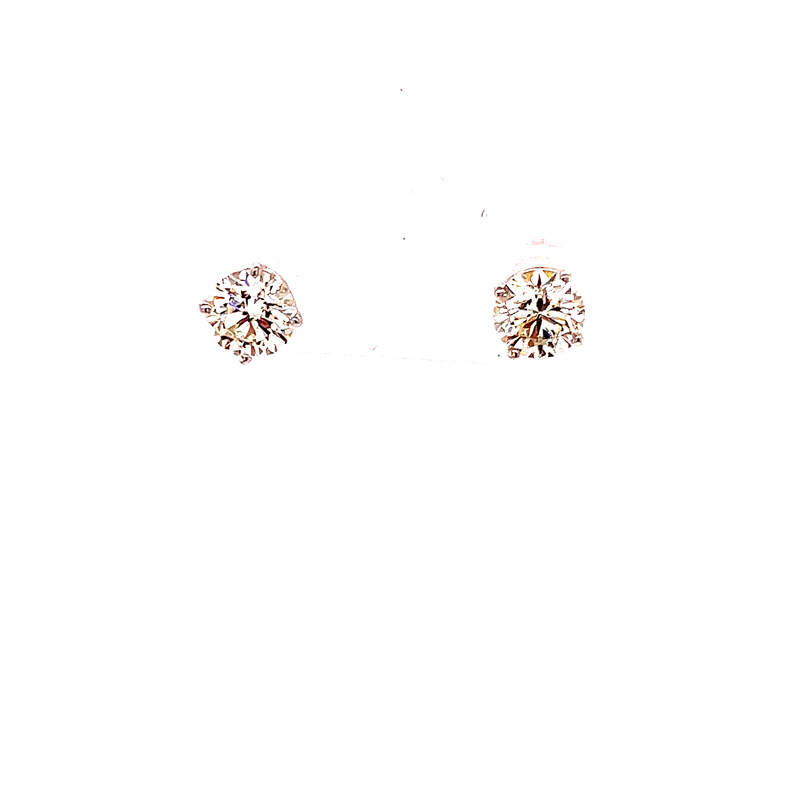 14 KARAT WHITE GOLD STUD A QUALITY DIAMOND EARRINGS WITH 2=1.21TW ROUND G-H COLOR SI2 CLARITY DIAMONDS