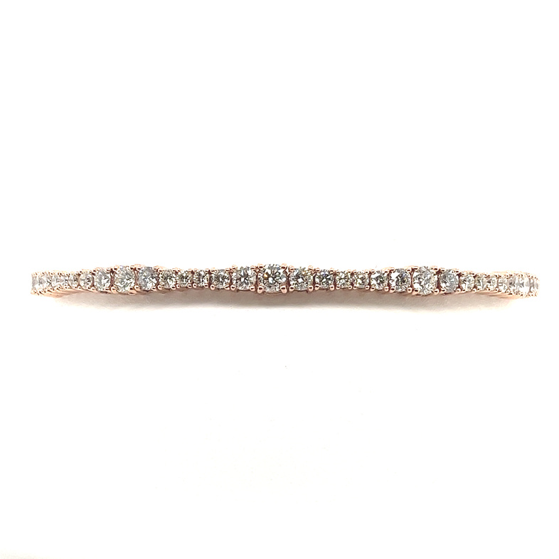 14K ROSE GOLD BANGLE DIAMOND BRACELET WITH 35=2.00TW ROUND I-J SI2-I1 DIAMONDS  (7.64 GRAMS)
