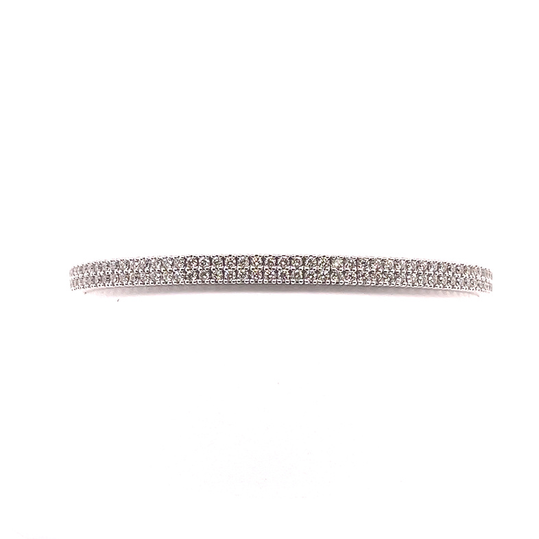 14K WHITE GOLD BANGLE DIAMOND BRACELET WITH 106=1.50TW ROUND H-I SI2 DIAMONDS  (12.99 GRAMS)