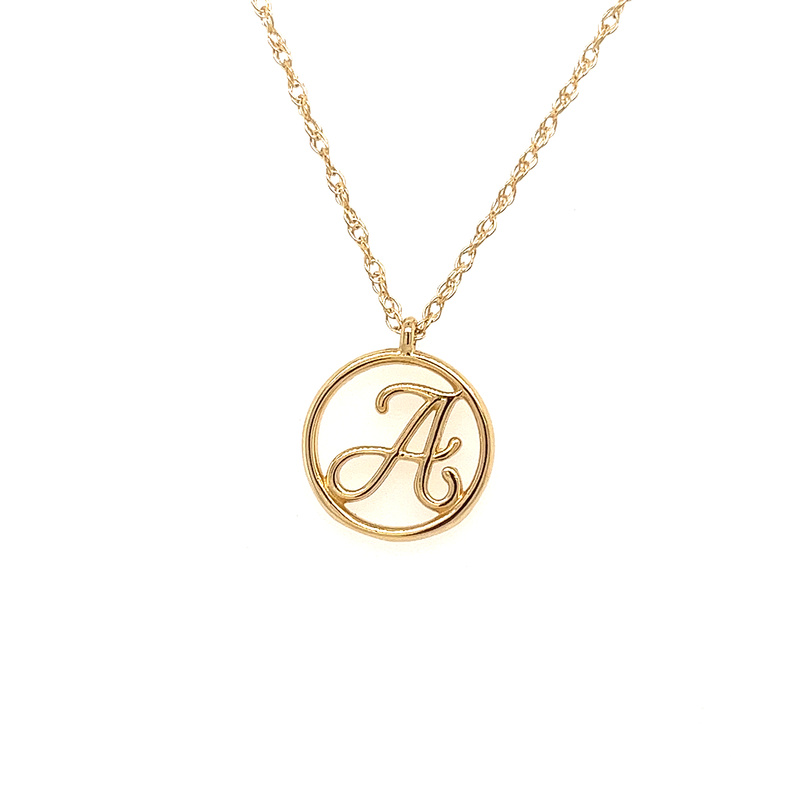14K YELLOW GOLD INITIAL A PENDANT 18