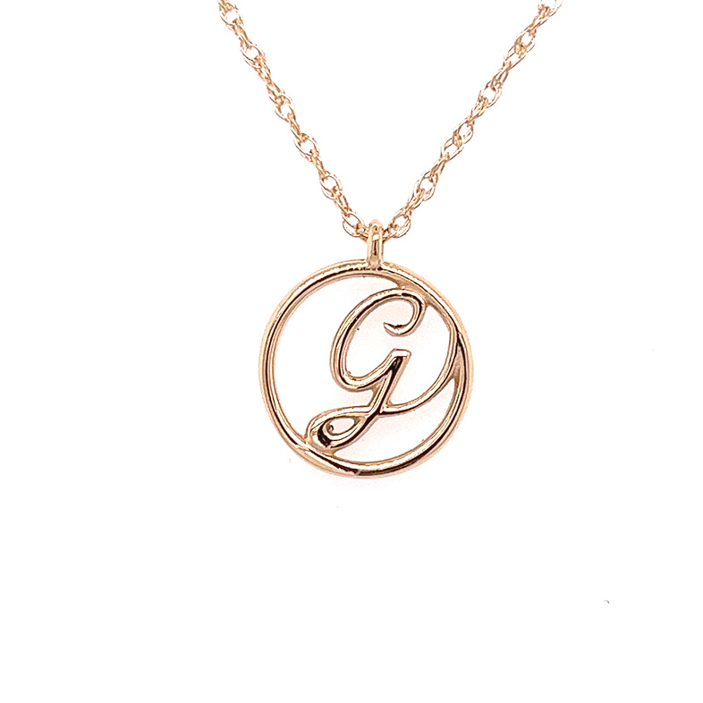 14K YELLOW GOLD INITIAL G PENDANT 18