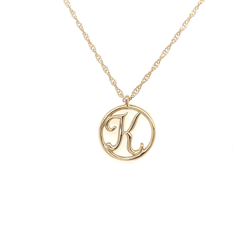 14K YELLOW GOLD INITIAL K PENDANT 18