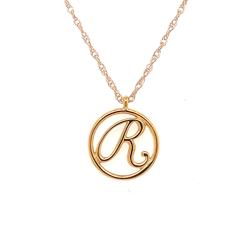 14K YELLOW GOLD INITIAL R PENDANT 18