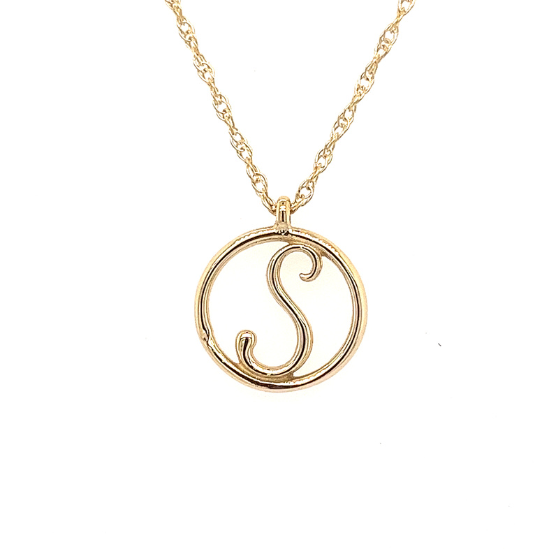 14K YELLOW GOLD INITIAL S PENDANT 18