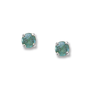 14K WHITE GOLD STUD EARRINGS WITH 2=4.00MM ROUND EMERALDS