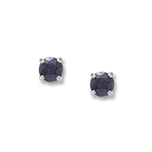 14 KARAT WHITE GOLD STUD EARRINGS WITH 2=4.00MM ROUND SAPPHIRES
