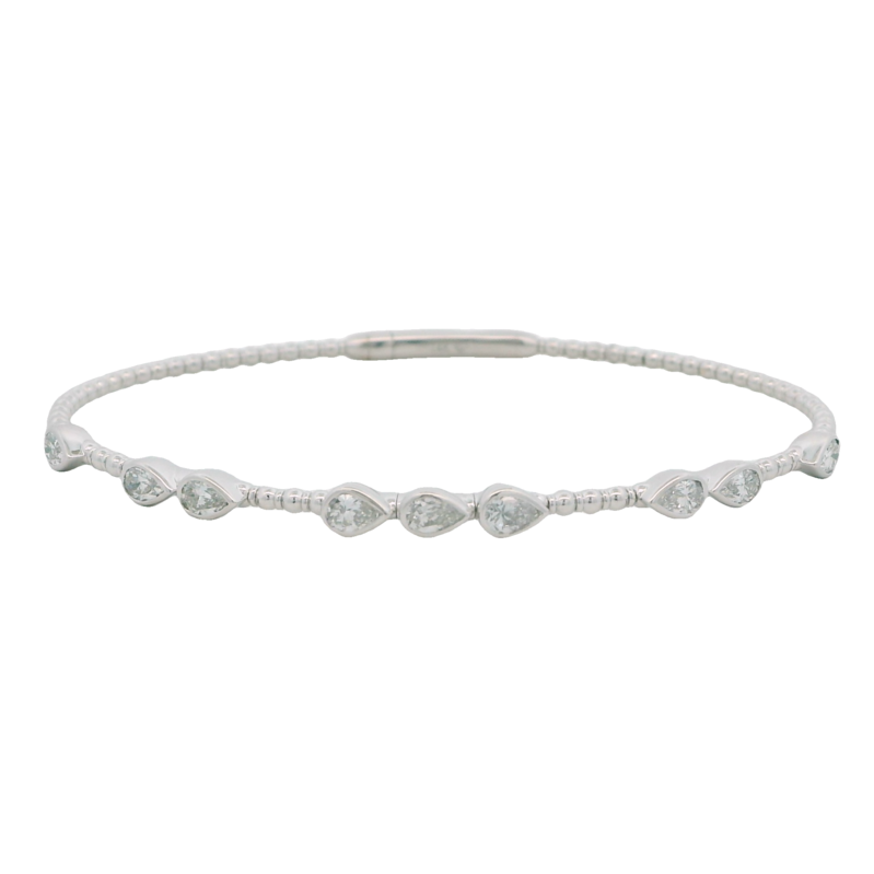 14K WHITE GOLD FLEXI-BANGLE BEZEL SET DIAMOND 6.75