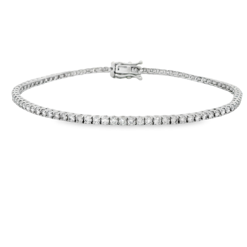 14K WHITE GOLD TENNIS DIAMOND BRACELET WITH 84 = 2.02TW ROUND H-I SI2-I1 DIAMONDS 7