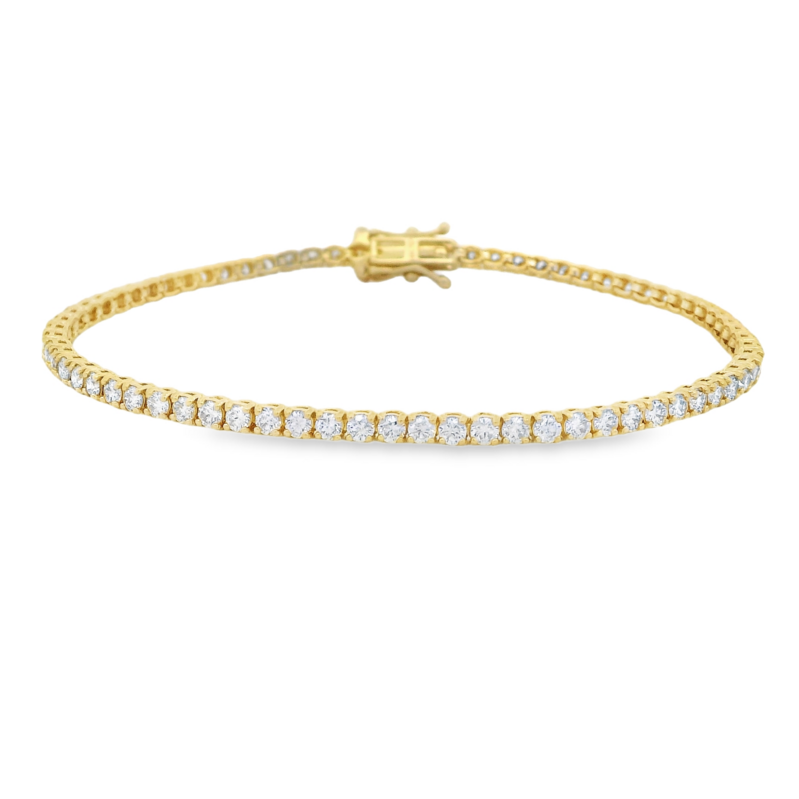14K YELLOW GOLD TENNIS DIAMOND BRACELET WITH 72 = 2.96TW ROUND H-I SI2-I1 DIAMONDS 7