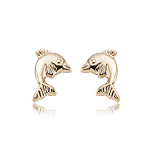 14K YELLOW GOLD SMALL DOLPHIN EARRINGS