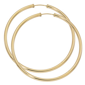 14 KARAT YELLOW GOLD 2.5MM X 50MM ENDLESS HOOP EARRINGS