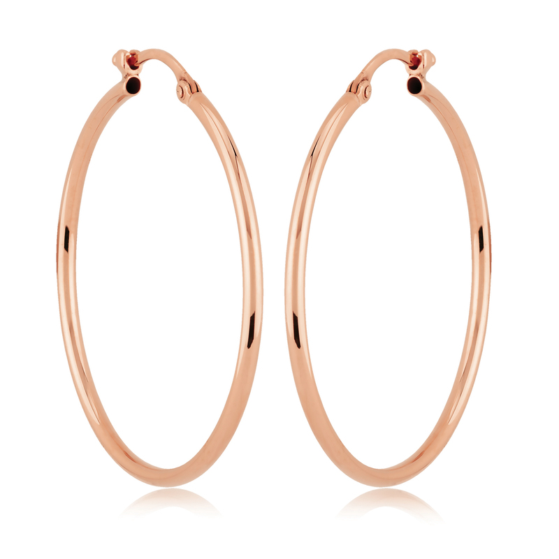 14K ROSE GOLD 1.5MM X 30MM HOOP EARRINGS