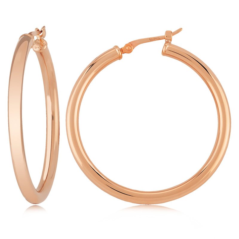 14K ROSE GOLD 2.5MM X 30MM  HOOP EARRINGS