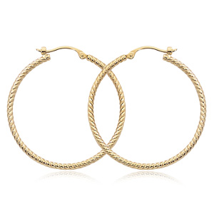 14K YELLOW GOLD 1.8 X 30MM TWIST HOOP EARRINGS