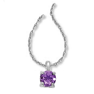 14K WHITE GOLD SOLITAIRE PENDANT WITH ONE 4.00MM ROUND AMETHYST 18