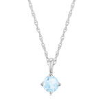14K WHITE GOLD SOLITAIRE PENDANT WITH ONE 4.00MM ROUND AQUA 18