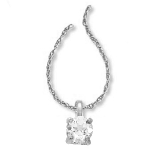 14K WHITE GOLD SOLITAIRE PENDANT WITH ONE 4.00MM ROUND WHITE TOPAZ 18