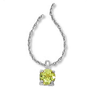 14K WHITE GOLD SOLITAIRE PENDANT WITH ONE 4.00MM ROUND PERIDOT 18