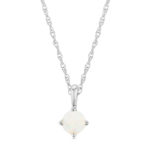 14K WHITE GOLD SOLITAIRE PENDANT WITH ONE 4.00MM ROUND OPAL 18