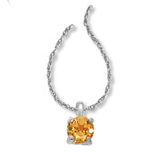 14K WHITE GOLD SOLITAIRE PENDANT WITH ONE 4.00MM ROUND CITRINE 18