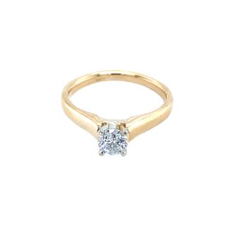 14K YELLOW GOLD SOLITAIRE ENGAGEMENT RING SIZE 6 WITH ONE 0.43CT ROUND H I1 DIAMOND