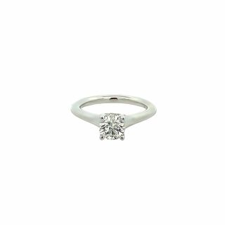 14K WHITE GOLD CATHEDRAL ENGAGEMENT RING SIZE 6.5 WITH ONE 0.90CT ROUND H I1 DIAMOND AND 14=0.10TW ROUND H-I SI2-I1 DIAMONDS
