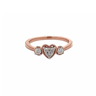 10K ROSE GOLD MILGRAIN CLUSTER PROMISE RING SIZE 7 WITH 5=0.10TW ROUND G-H I1 DIAMONDS   (2.54 GRAMS)