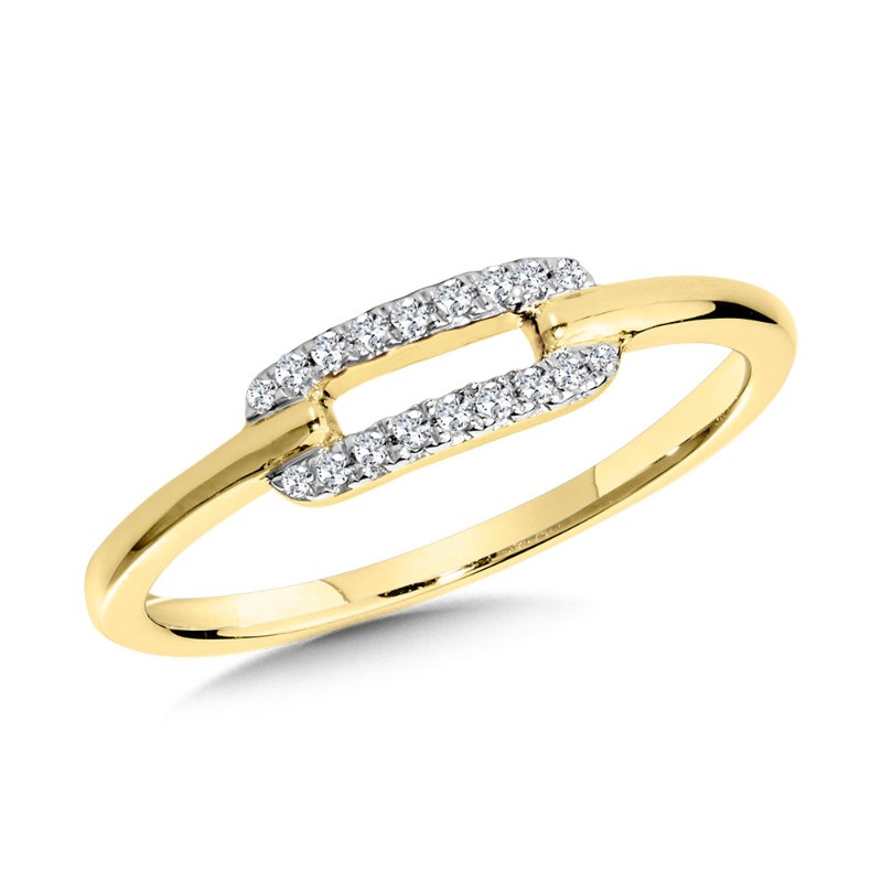 10K YELLOW GOLD PAPERCLIP DIAMOND FASHION RING SIZE 7 WITH 18=0.08TW SINGLE CUT H-I I1 DIAMONDS   (1.86 GRAMS)